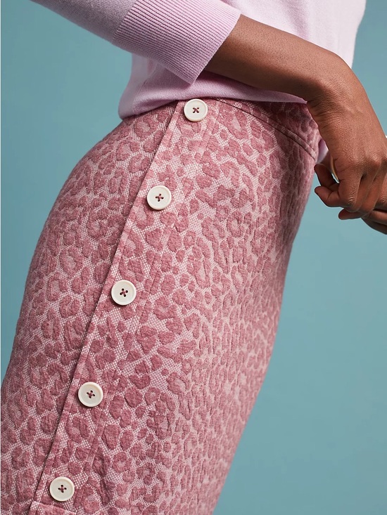Current Air Dresses & Skirts - Current Air Buttoned Leopard Pencil Skirt Rose Pink Midi Side Buttons XS NWT